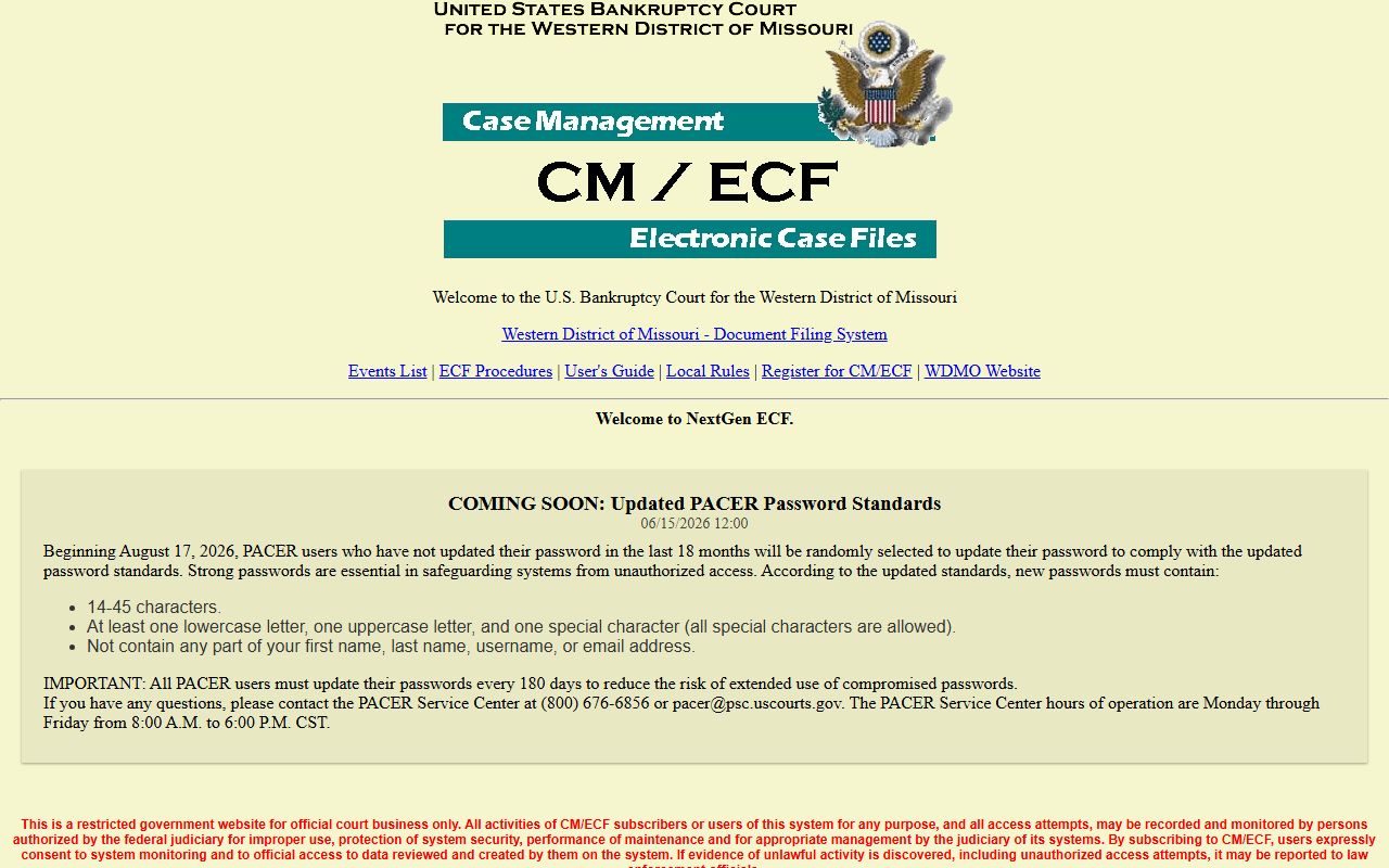 Platte County arrest records and court charges Western Missouri bankruptcy CM ECF