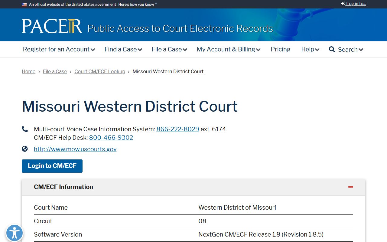 Platte County arrest records and court charges PACER Western District lookup
