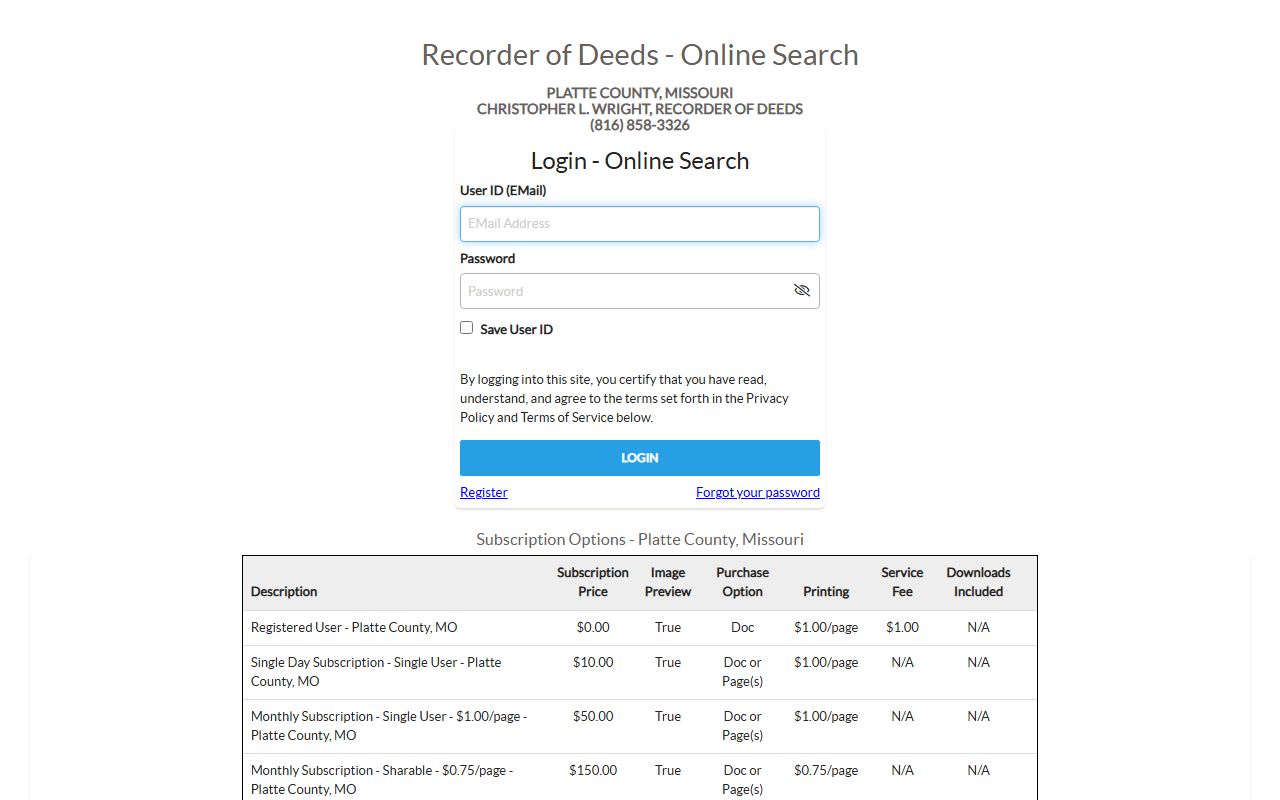 Platte County court records related Recorder iRecord portal