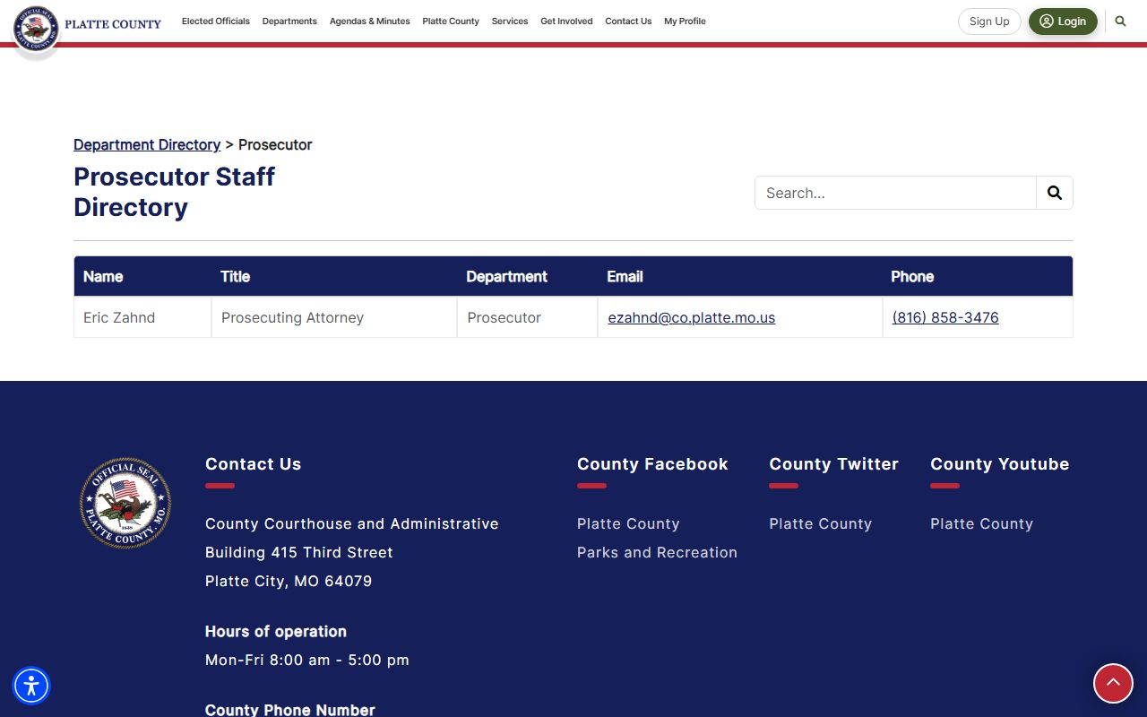 Platte County criminal court records prosecutor staff directory