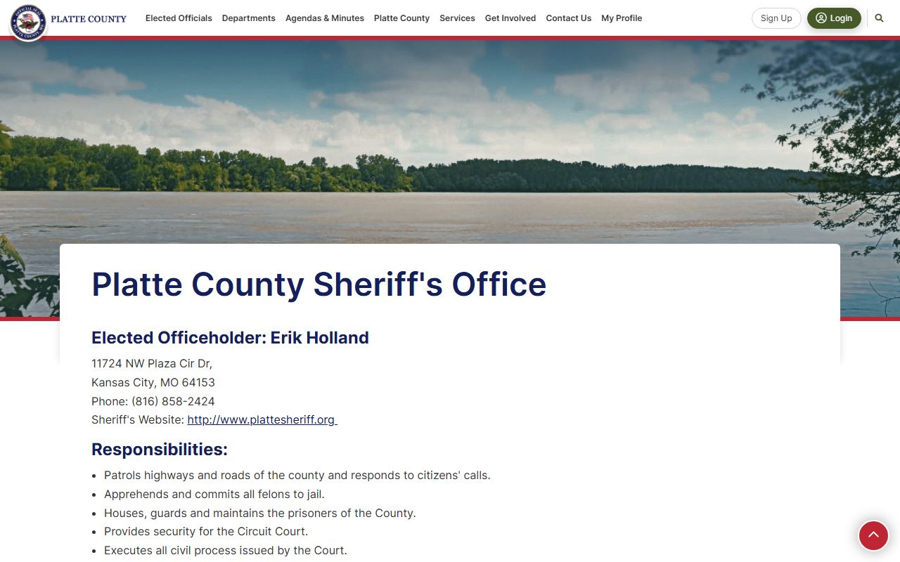 Platte County court records sheriff bio information