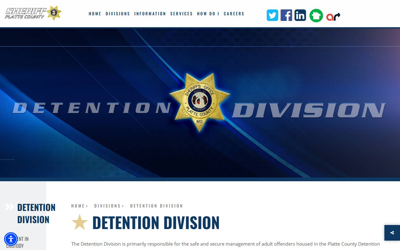 Platte County inmate records detention division page