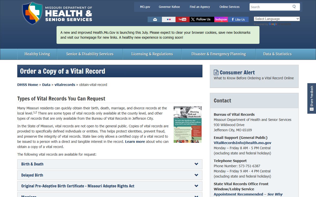 Platte County marriage divorce records obtain Missouri vital records