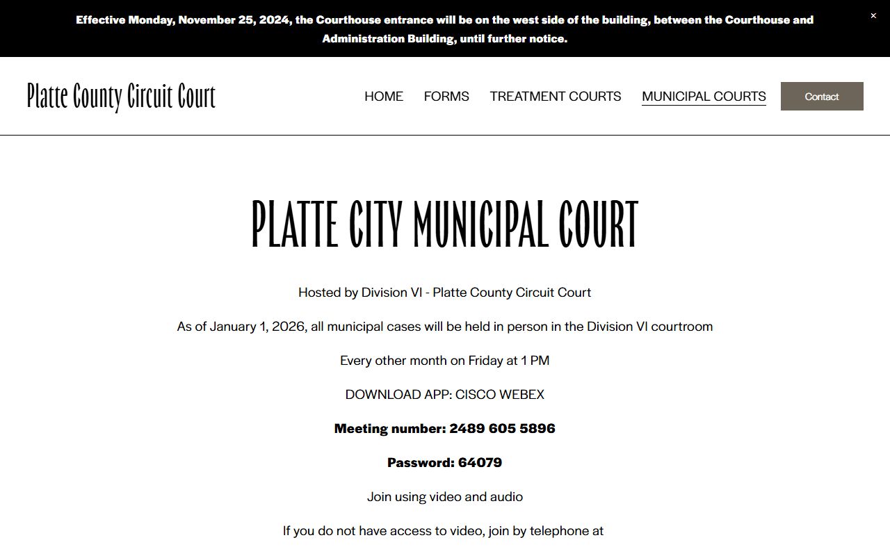 Platte County traffic court records Platte City Municipal Court